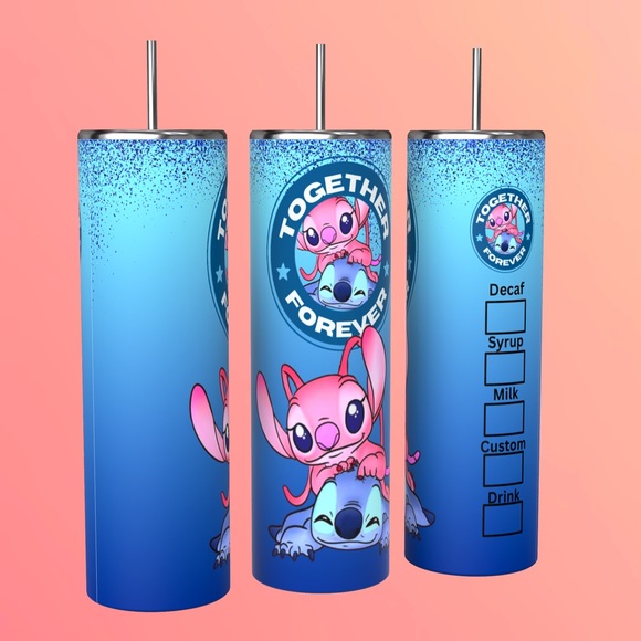 TOGETHER FOREVER 20oz STAINLESS STEEL SUBLIMATED TUMBLER HIS& HERS - Picture 8 of 11